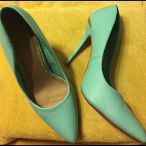 Mint green pumps